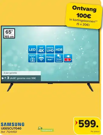 Carrefour Samsung UE65CU7040 UHD 4K LED TV aanbieding