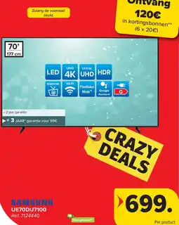 Carrefour Samsung UE70DU7100 UHD 4K LED TV aanbieding