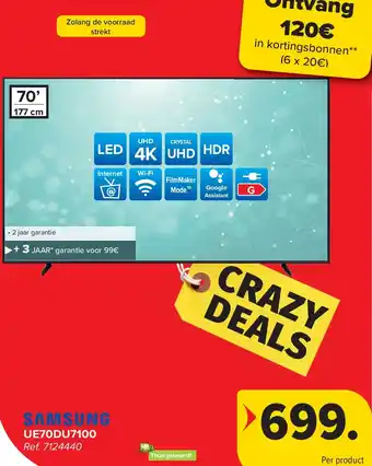 Carrefour Samsung UE70DU7100 UHD 4K LED TV aanbieding