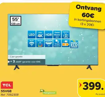 Carrefour Tcl 55V6B UHD 4K LED TV aanbieding