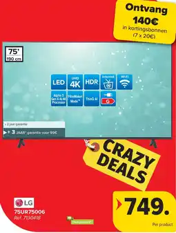 Carrefour Lg 75UR75006 UHD 4K LED TV aanbieding