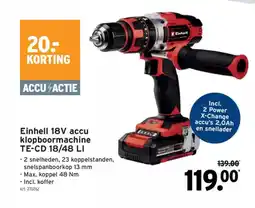 GAMMA Einhell 18V accu klopboormachine TE-CD 18/48 LI aanbieding