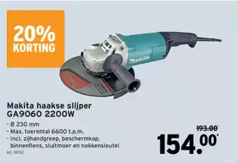 GAMMA Makita haakse slijper GA9060 2200W aanbieding