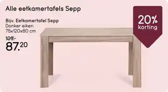 Leen Bakker Alle eetkamertafels sepp aanbieding