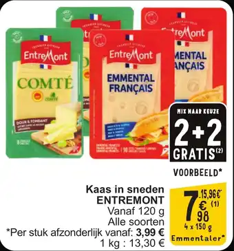 Cora Entremont kaas in sneden aanbieding