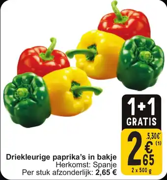 Cora Driekleurige paprika's in bakje aanbieding