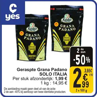 Cora Solo italia geraspte grana padano aanbieding