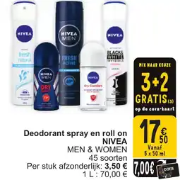 Cora Nivea Deodorant spray en roll on aanbieding