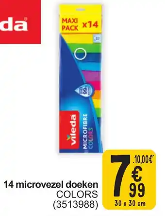 Cora Vileda 14 Microvezel Doeken Colors aanbieding