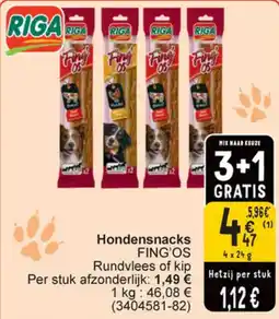 Cora Riga Hondensnacks Fing'Os aanbieding