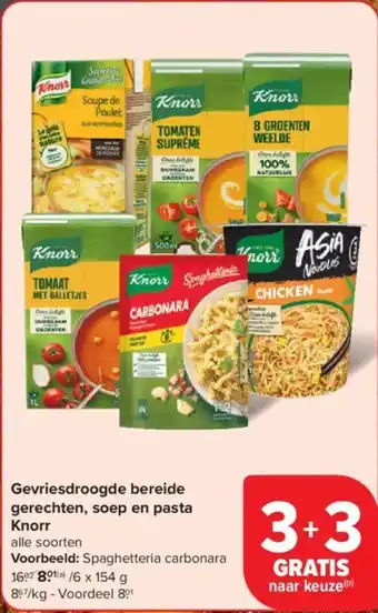 Carrefour Market Knorr Gevriesdroogde bereide gerechten, soep en pasta aanbieding