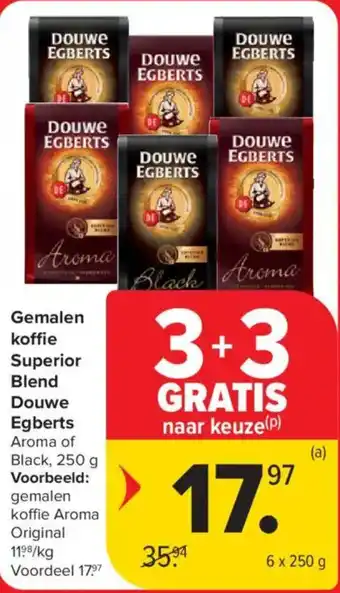 Carrefour Market Douwe Egberts Gemalen koffie Superior Blend aanbieding