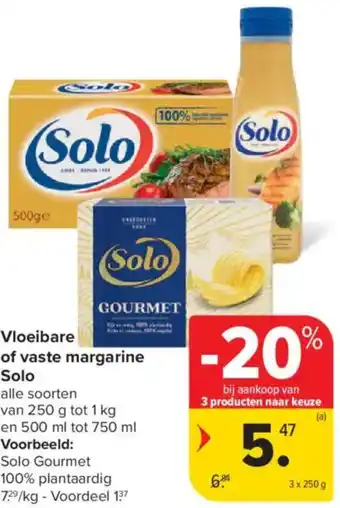 Carrefour Market Solo Vloeibare of vaste Margarine aanbieding