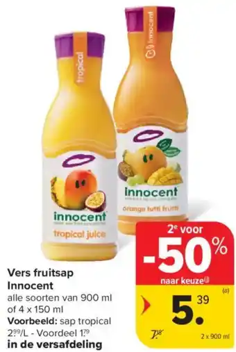 Carrefour Market Innocent Vers Fruitsap aanbieding