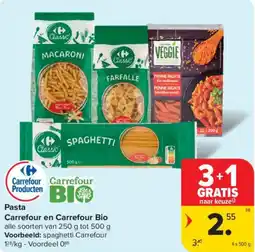 Carrefour Market Pasta Carrefour en Carrefour Bio aanbieding