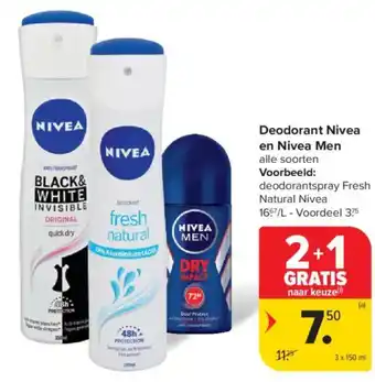 Carrefour Market Deodorant Nivea en Nivea Men aanbieding