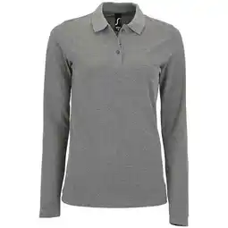 Decathlon Dames Perfect Melange Pique Poloshirt met Lange Mouwen (Grijze Melange) aanbieding