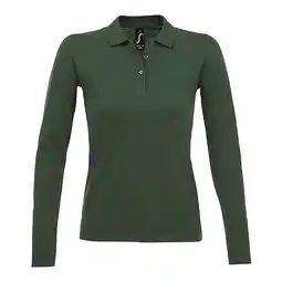 Decathlon Dames Perfect Pique Poloshirt met Lange Mouwen (Fles groen) aanbieding