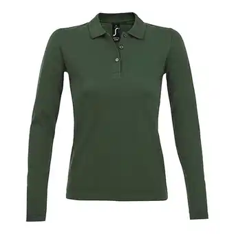 Decathlon Dames Perfect Pique Poloshirt met Lange Mouwen (Fles groen) aanbieding