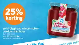 Albert Heijn AH Fruitspread minder suiker aardbei-framboos aanbieding