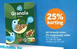 Albert Heijn AH Granola noten 0% toegevoegd suiker aanbieding