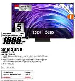 MediaMarkt SAMSUNG QD OLED 4K TV 65S95D (2024) aanbieding