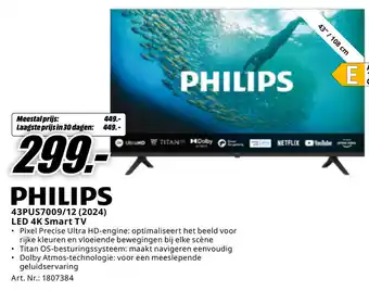 MediaMarkt Philips 43PUS7009/12 (2024) LED 4K Smart TV aanbieding