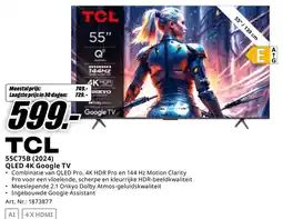 MediaMarkt TCL QLED 4K Google TV 55C75B (2024) aanbieding