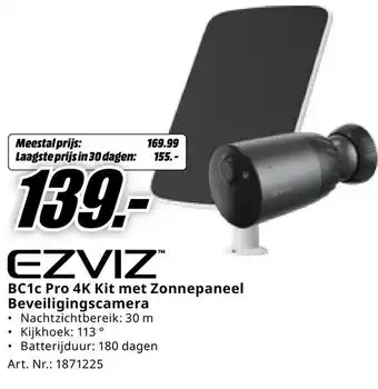 MediaMarkt Ezviz BC1c Pro 4K Kit met Zonnepaneel Beveiligingscamera aanbieding