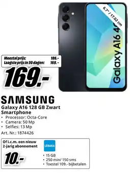 MediaMarkt Samsung Galaxy A16 128 GB Zwart Smartphone aanbieding