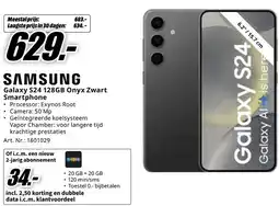 MediaMarkt Samsung Galaxy S24 128GB Onyx Zwart Smartphone aanbieding