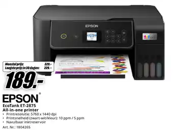 MediaMarkt Epson EcoTank ET-2875 All-in-one printer aanbieding