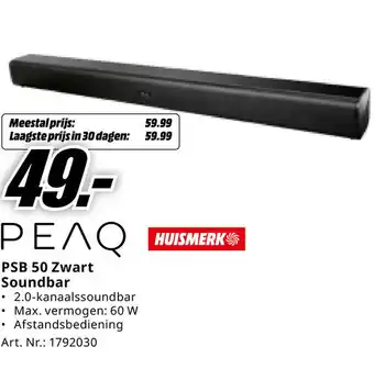 MediaMarkt PEAQ PSB 50 Zwart Soundbar aanbieding