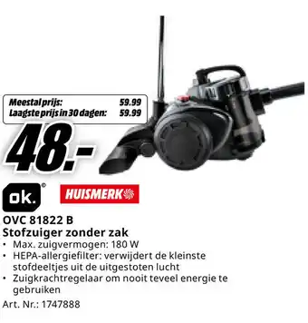 MediaMarkt ok. OVC 81822 B Stofzuiger zonder zak aanbieding