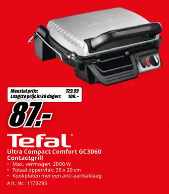 MediaMarkt Tefal Ultra Compact Comfort GC3060 Contactgrill aanbieding