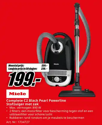 MediaMarkt Miele Complete C2 Black Pearl Powerline Stofzuiger met zak aanbieding