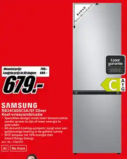 MediaMarkt Samsung RB34C600CSA/EF Zilver Koel-vriescombinatie aanbieding