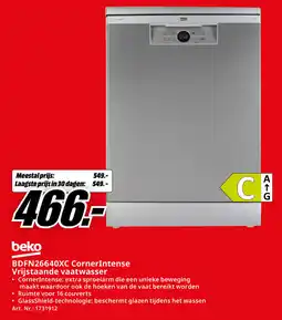 MediaMarkt Beko BDFN26640XC CornerIntense Vrijstaande vaatwasser aanbieding