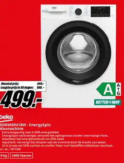 MediaMarkt beko B5WM69418W - EnergySpin Wasmachine aanbieding