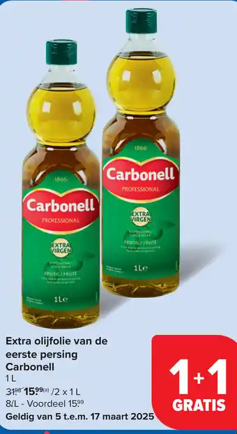 Carrefour Carbonell Extra olijfolie van de eerste persing aanbieding