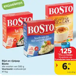 Carrefour Bosto Rijst en rijstpap aanbieding