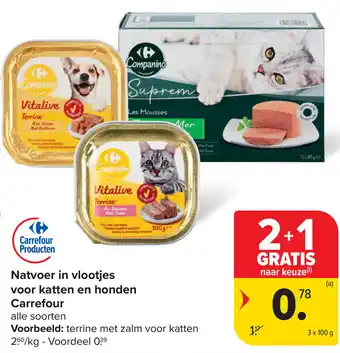 Carrefour Natvoer in vlootjes voor katten en honden Carrefour aanbieding