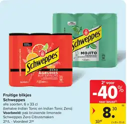 Carrefour Schweppes Fruitige blikjes aanbieding