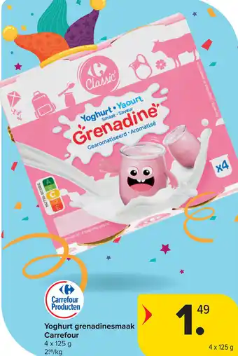 Carrefour Yoghurt grenadinesmaak Carrefour aanbieding