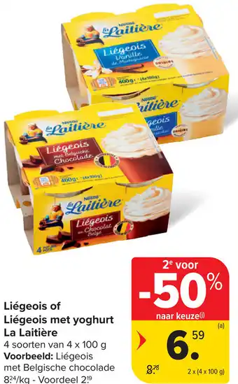 Carrefour La Laitière Liégeois of Liégeois met yoghurt aanbieding