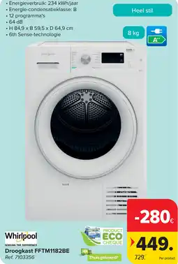 Carrefour Whirlpool Droogkast FFTM1182BE aanbieding