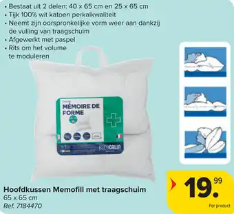 Carrefour Hoofdkussen memofill met traagschuim aanbieding