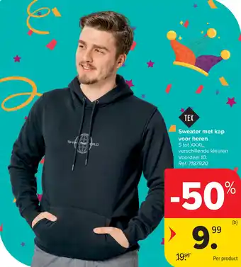 Carrefour Sweater met kap voor heren aanbieding