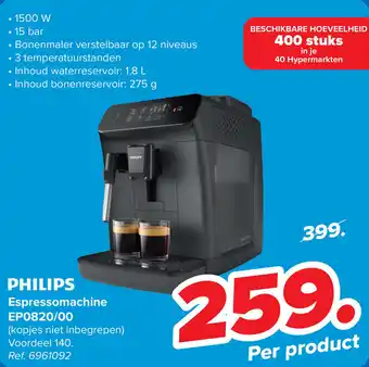 Carrefour Philips espressomachine EP0820/00 aanbieding