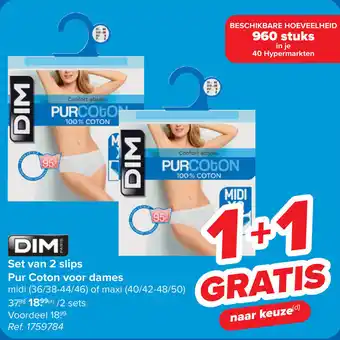 Carrefour Set van 2 slips pur coton voor dames aanbieding